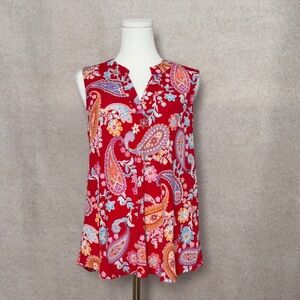 Dear Scarlett Boutique Feminine Bright Vibrant Paisley Sleeveless Blouse